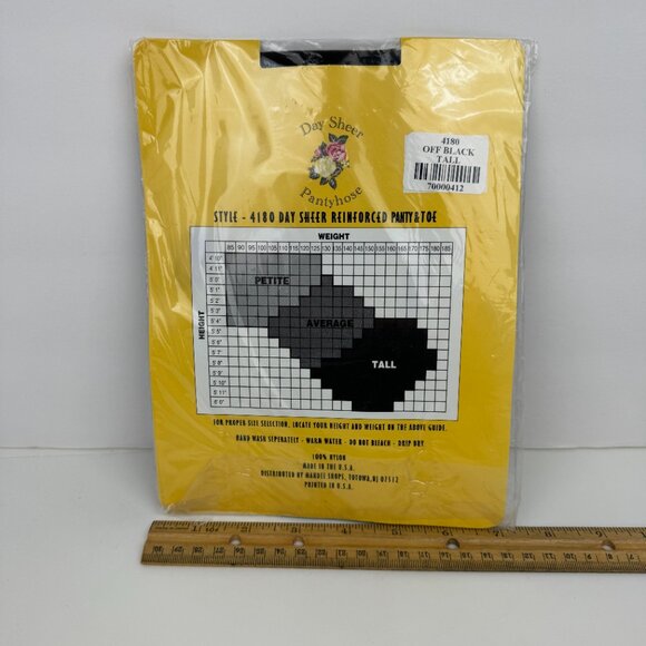 Vtg Sealed Karin Morgan Collection Off Black Tall Day Sheer Pantyhose Prop READ - Picture 3 of 11